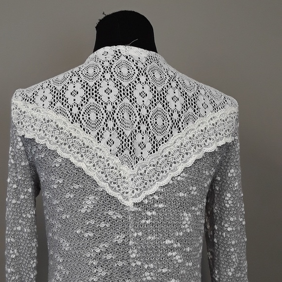 BLUE planet lace open front cardigan size Medium - Picture 6 of 8